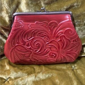 Patricia Nash Leather Tooled Kisslock Clutch